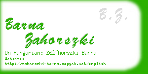 barna zahorszki business card